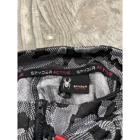 Spyder 1/4 Zip Base Layer Womens XL Long Sleeve Top Gray Camo Pullover - Picture 3 of 5
